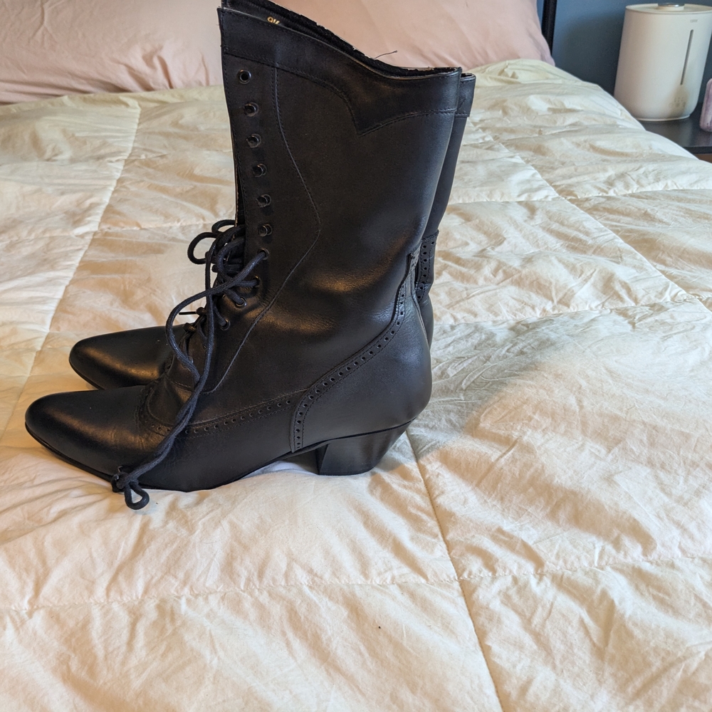 Elegant Black Lace-Up Boots